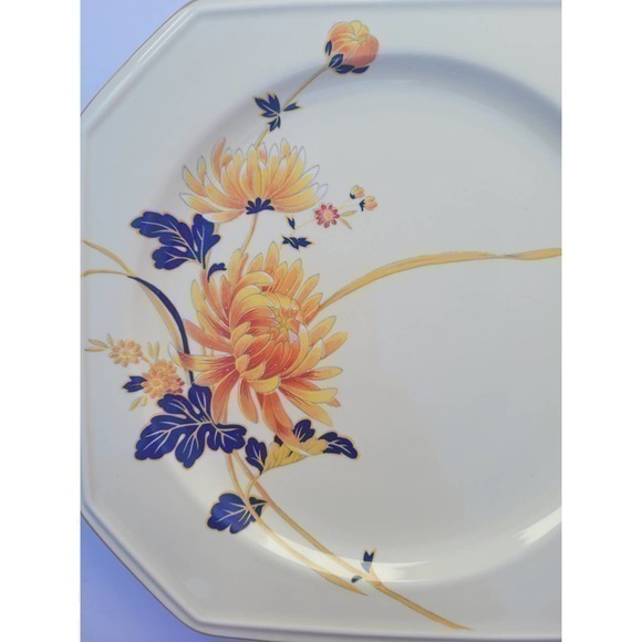 Vintage‎ Mikasa Majestic Orange Chrysanthemum Flowers 2 Square Salad Plate - Picture 4 of 7